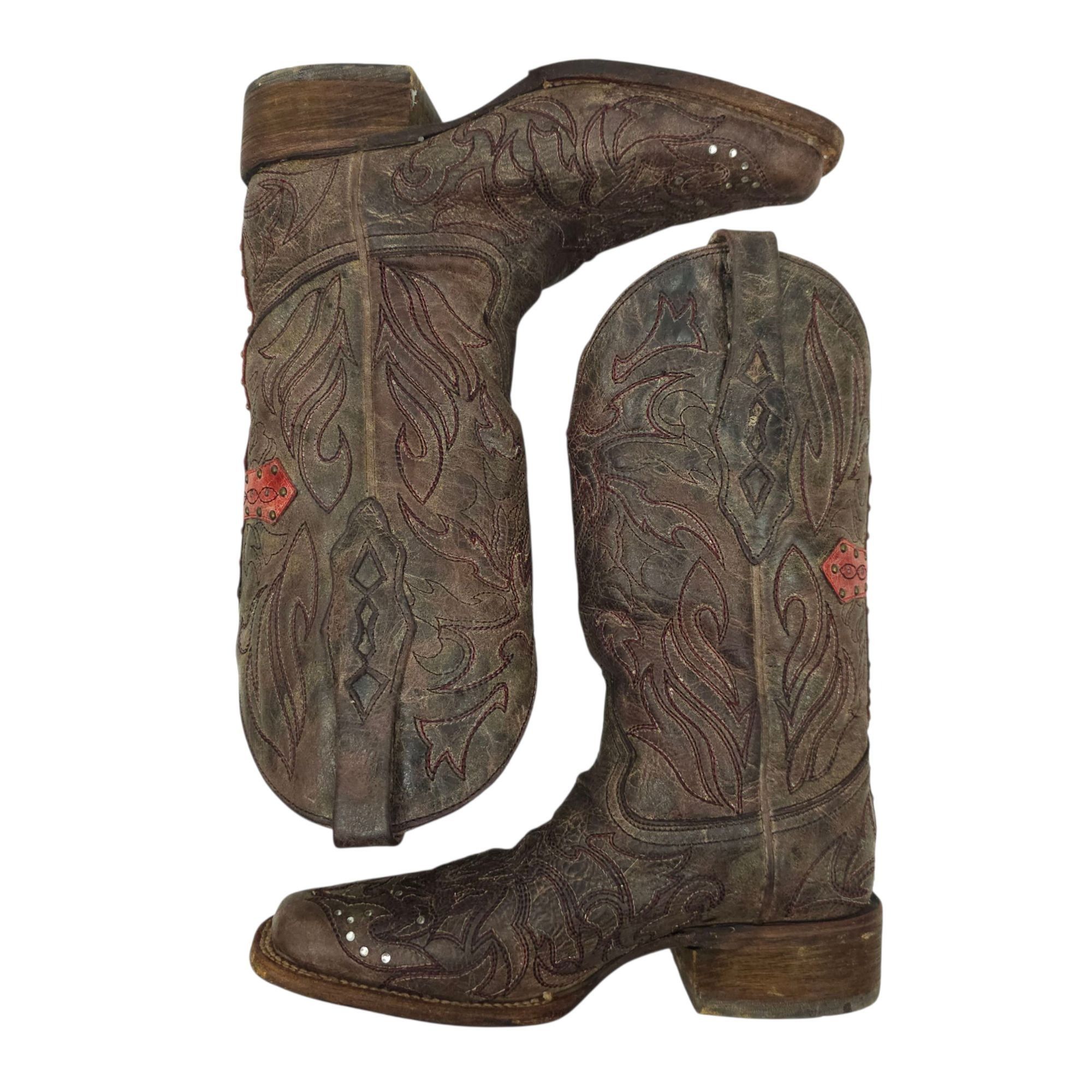 Corral Corral Western Boots Leather Women 6.5M Cross Stud Size US 6.5 / IT 36.5 - 3 Thumbnail
