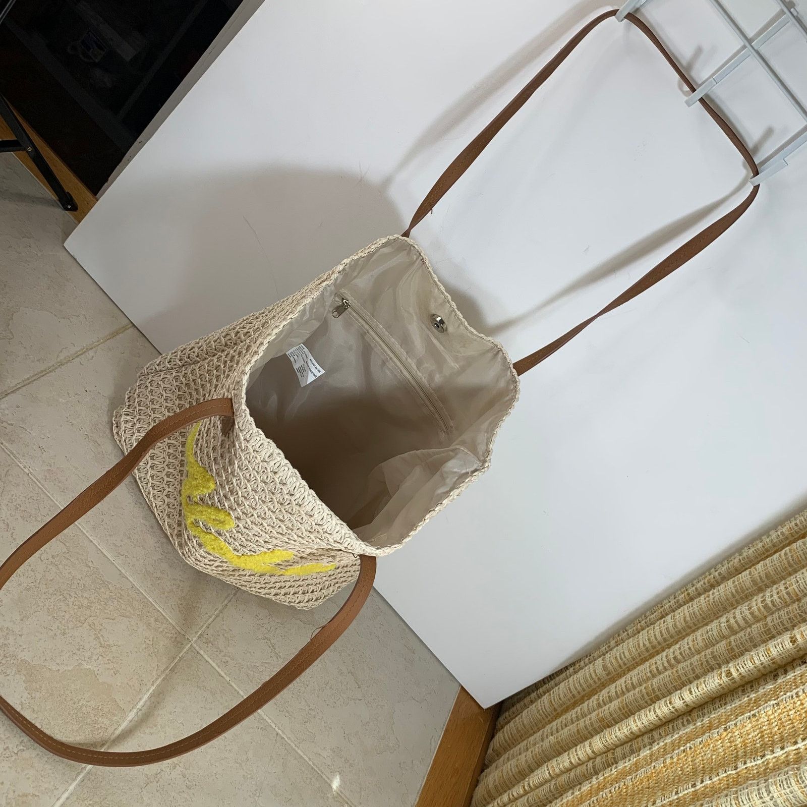 Other Straw Tote Aloha Beach Bag Everyday Tote Yellow Natural Size ONE SIZE - 7 Thumbnail