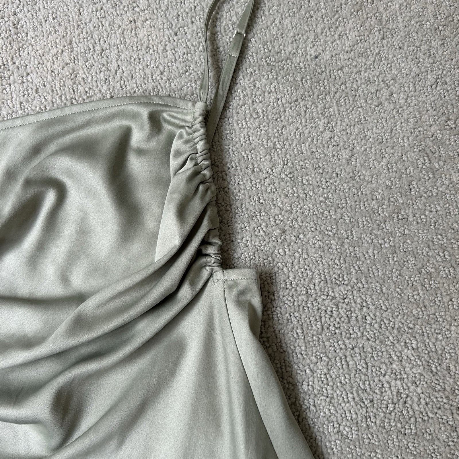 WeWoreWhat Danielle Bernstein Revolve Womens Green Satin Ruched Slip Mi Size XS / US 0-2 / IT 36-38 - 7 Thumbnail