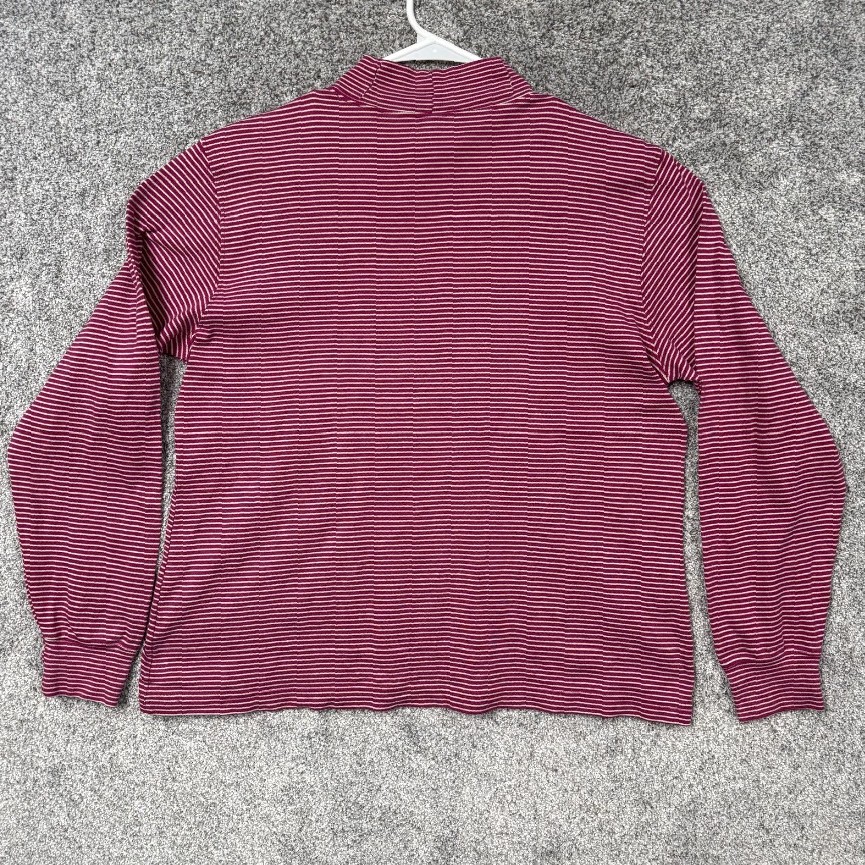 Lands' End VINTAGE Lands' End Top Shirt Women 10-12 Purple Striped Mock Neck 100% Cotton Long Sleeve Basic Simple Layering 90s 00s Mens Womens Girls Size L / US 10 / IT 46 - 7 Thumbnail