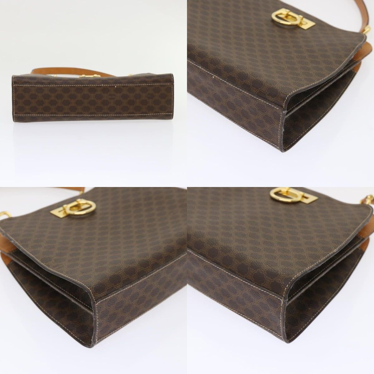 Celine CELINE Macadam Canvas Hand Bag Pvc Leather Brown Size ONE SIZE - 10 Thumbnail
