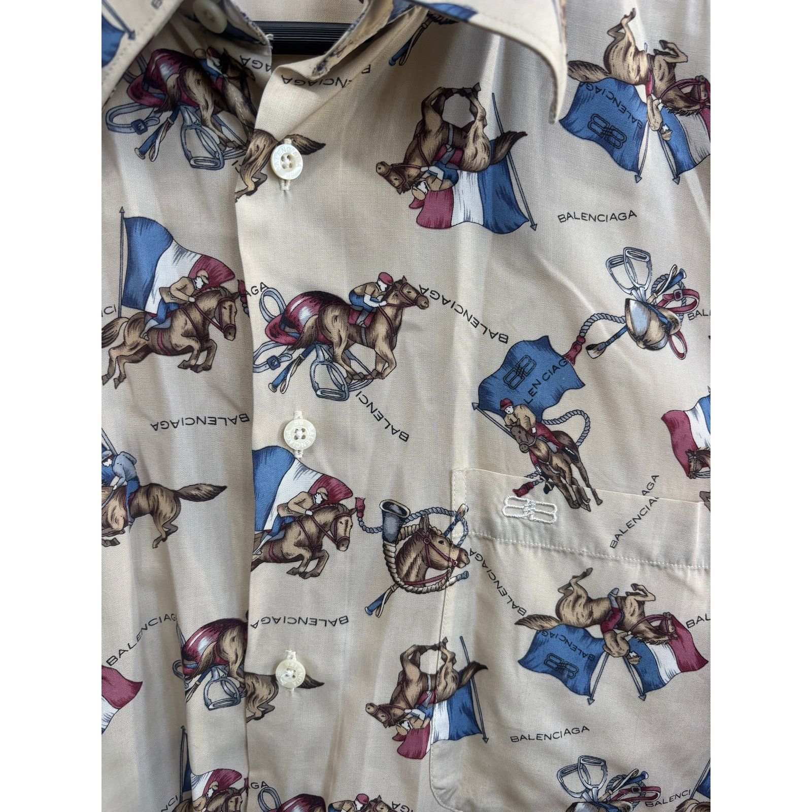 Balenciaga Balenciaga Paris Tan Horse Print Shirt (L) Size US L / EU 52-54 / 3 - 5 Thumbnail