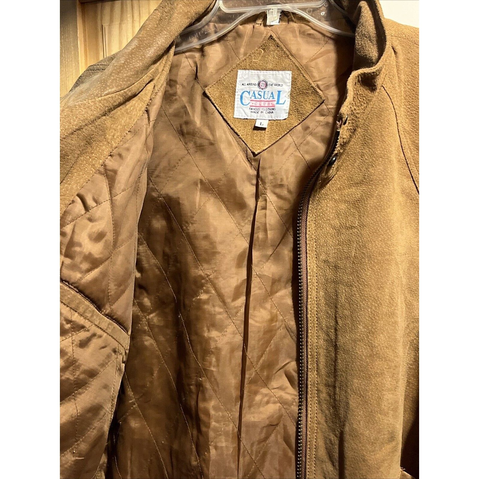 Other Casual Club VTG Mens Large Brown Suede Leather LS Zip Jacket Size US L / EU 52-54 / 3 - 4 Thumbnail