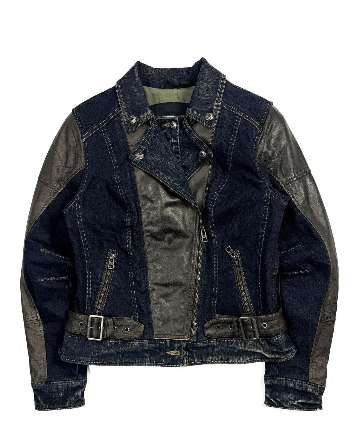 Harley Davidson Harley Davidson Vintage Buffalo Leather Denim Biker Jacket Size M / US 6-8 / IT 42-44 - 1 Thumbnail