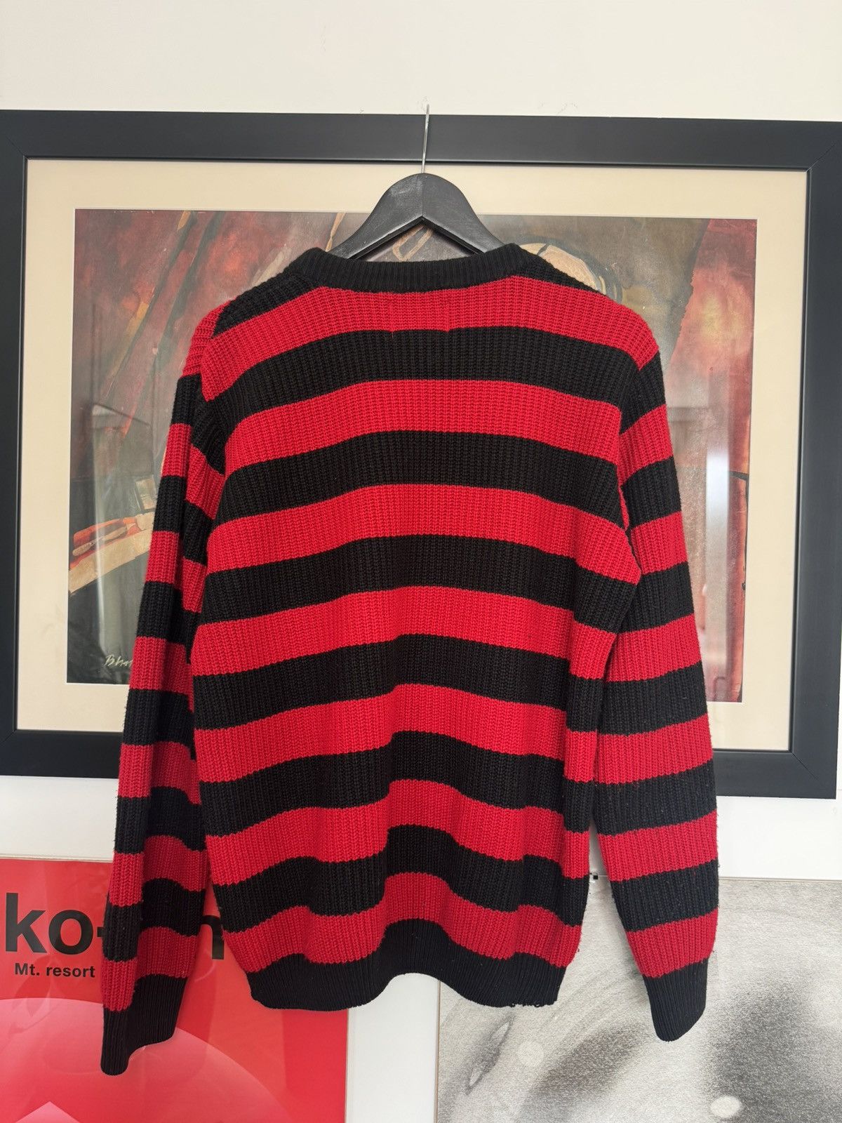 Vintage Oversized Fit Knit Sweater Striped Distressed Krueger Y2k Size US L / EU 52-54 / 3 - 3 Thumbnail