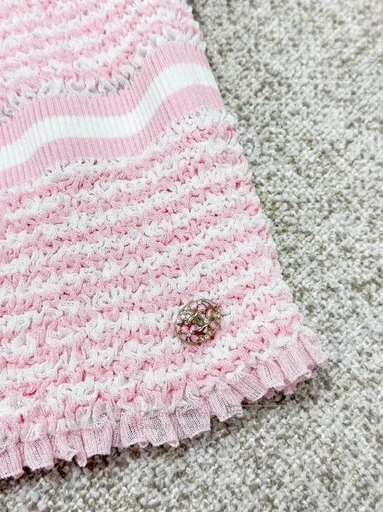 Chanel Chanel Pink striped pleated ruffled suspenders Size XS / US 0-2 / IT 36-38 - 4 Thumbnail