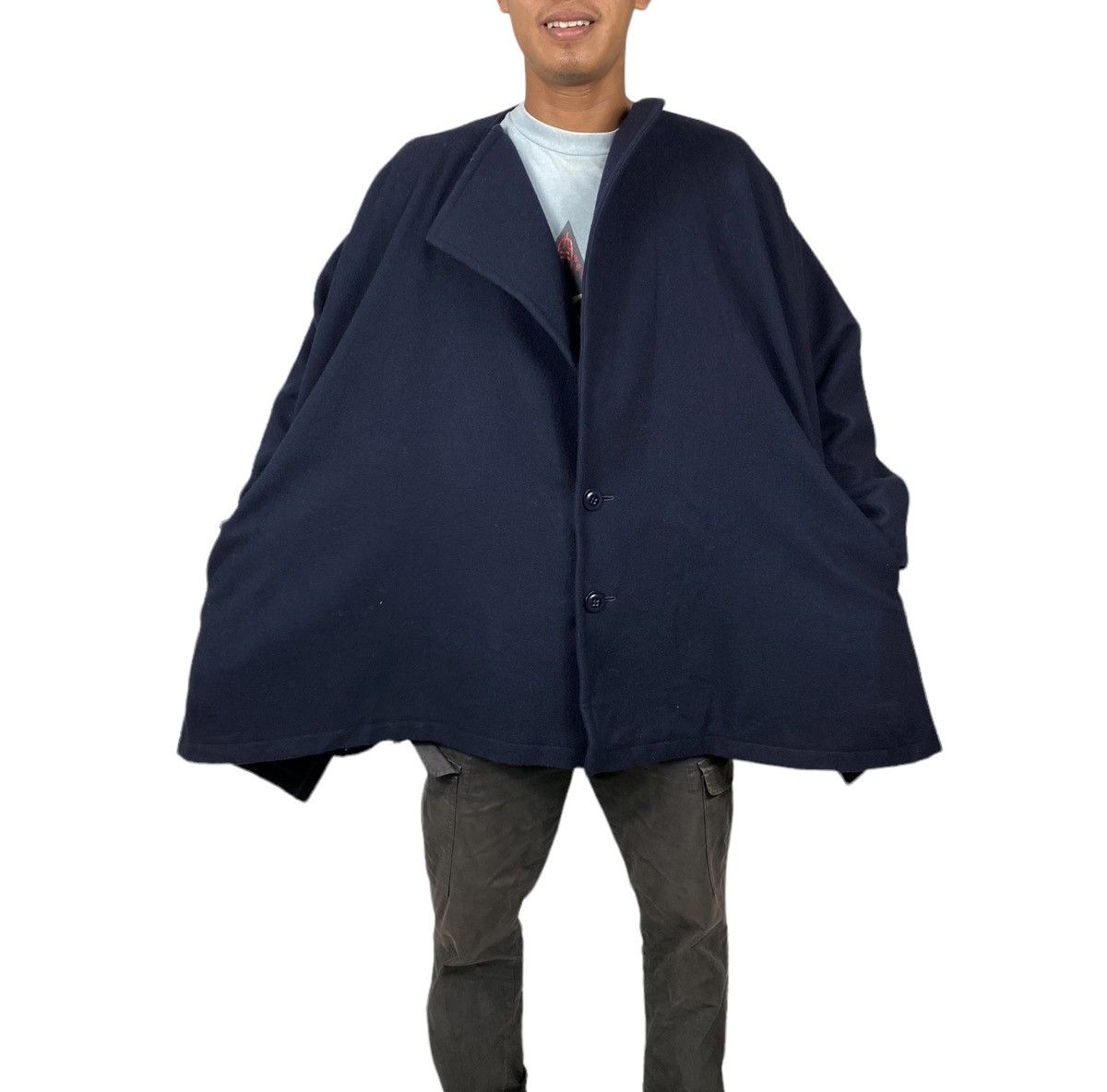 Japanese Brand × Y's × Yohji Yamamoto RUN AWAY Y's Yohji Yamamoto melton wool flare oversized coat Size US M / EU 48-50 / 2 - 1 Thumbnail
