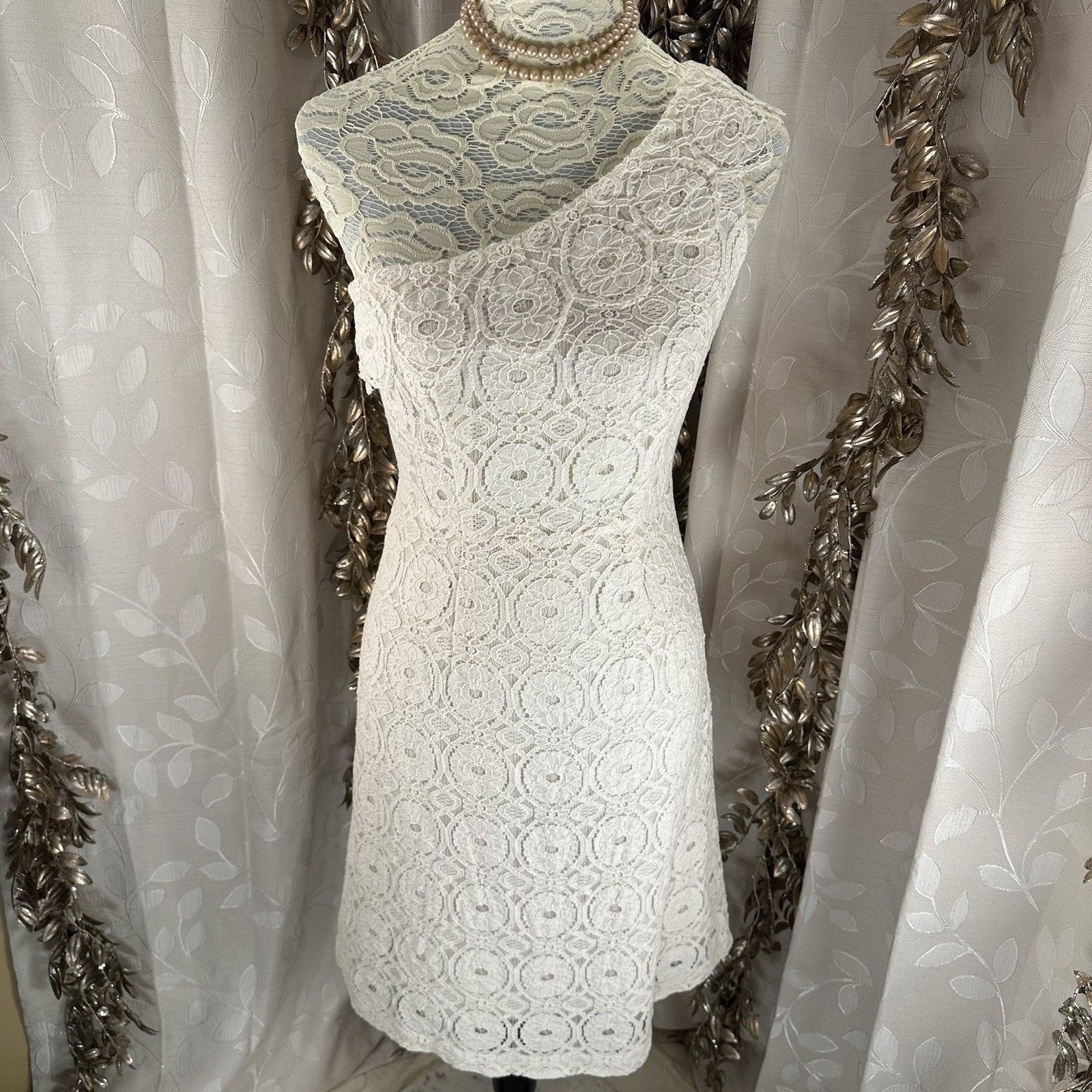 Merona Merona Women’s 6 Off-White Lace Crochet One-Shoulder Size M / US 6-8 / IT 42-44 - 5 Thumbnail