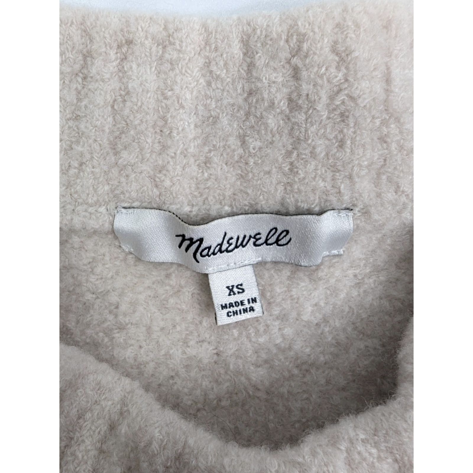 Madewell Madewell Sweater Womens XS Beige Crew Neck Long Sleeve Bouclé Beachdell Pullover Merino Wool ND023 16.5in Size XS / US 0-2 / IT 36-38 - 7 Thumbnail