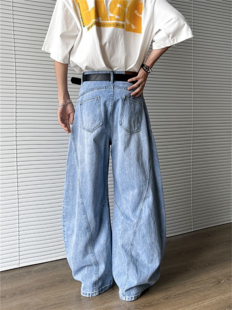 Japanese Brand Loose straight leg ripped wide leg jeans Size US 32 / EU 48 - 3 Thumbnail