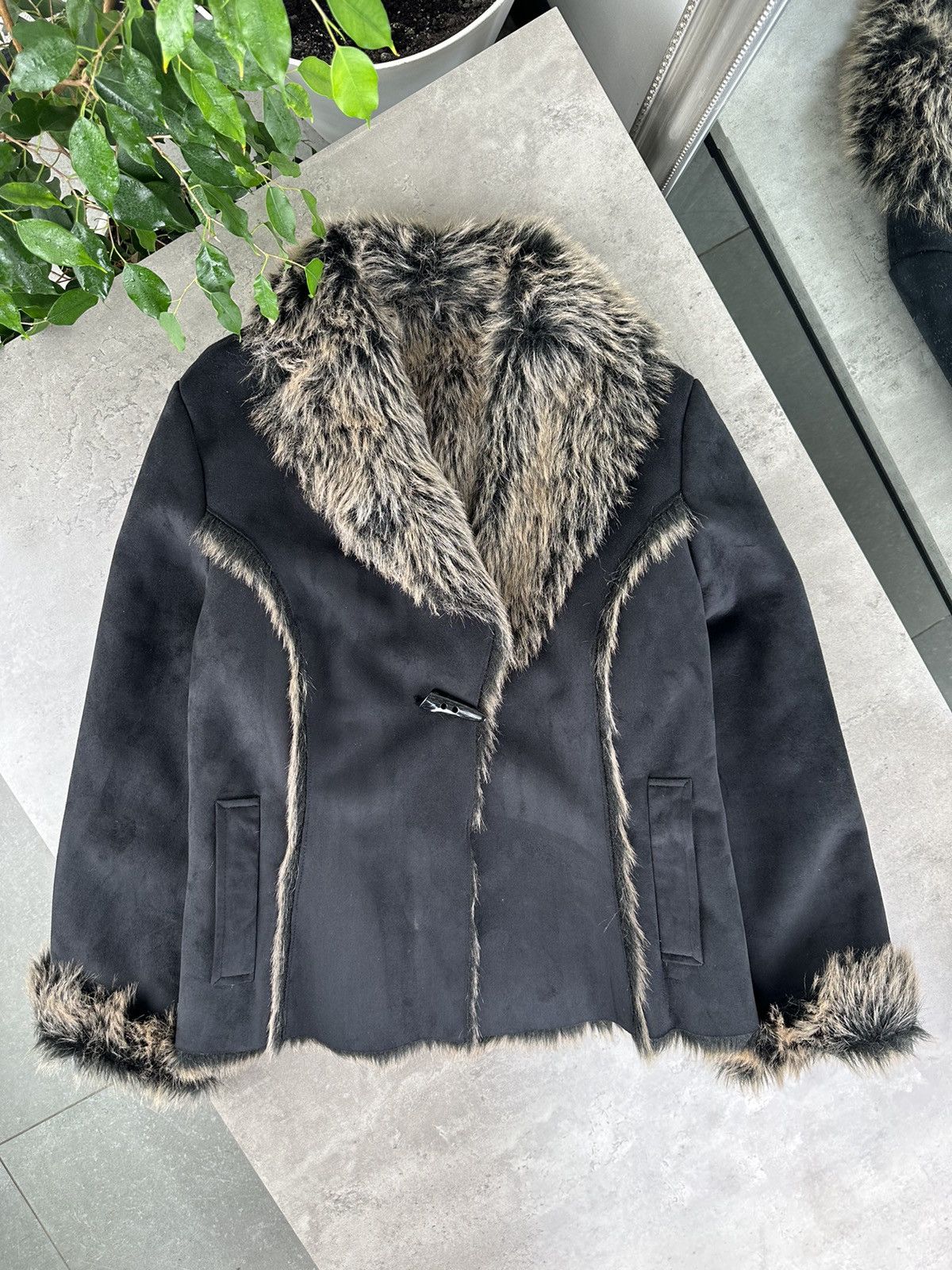 Vintage Faux Sheepskin Coat With Fur