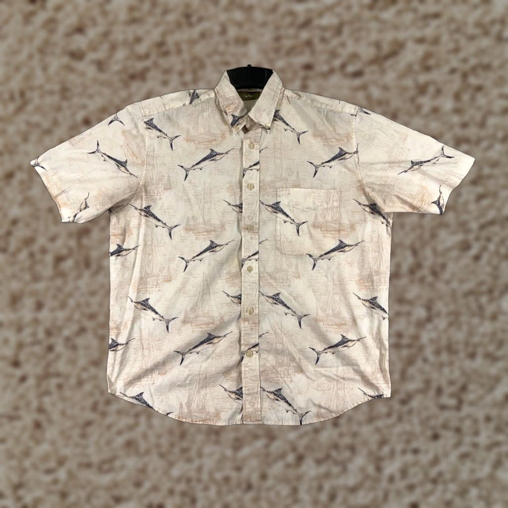 Vintage Puritan Shirt Mens Medium Beige Gamefish Sail Boats Angler Marlin Size US M / EU 48-50 / 2 - 1 Thumbnail