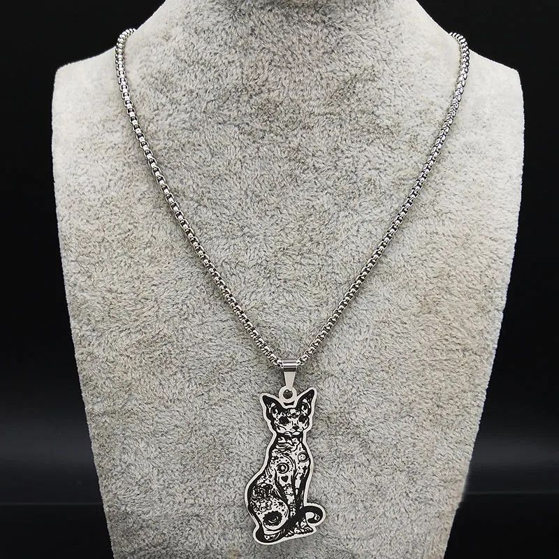 Jewelry Canadian Hairless Sphynx Cat Pendant Necklace Emblem Size ONE SIZE - 4 Thumbnail