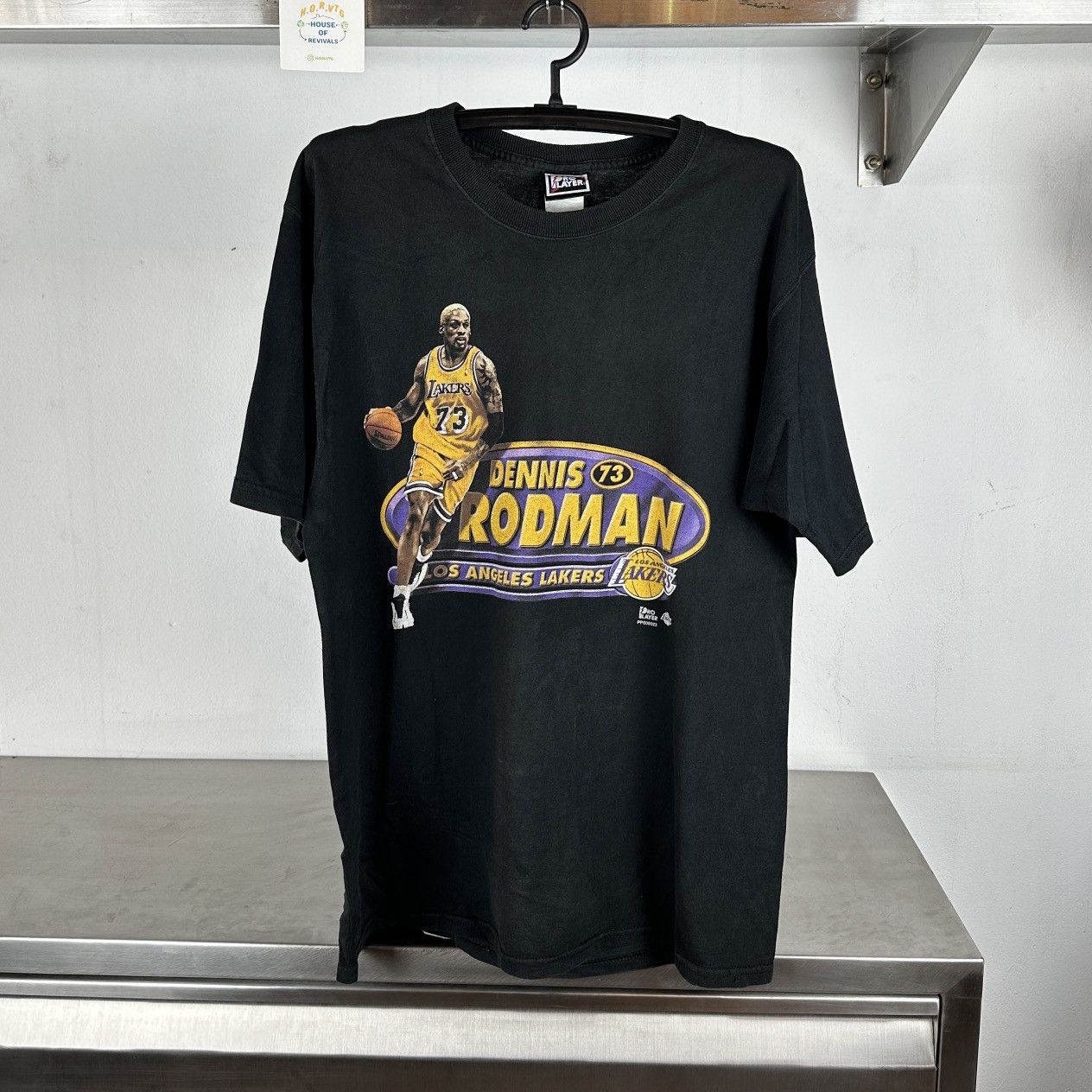 image of L A Lakers x Pro Player Vintage 90's Dennis Rodman La Lakers Nba Pro Player T-Shirt in Black (Size 