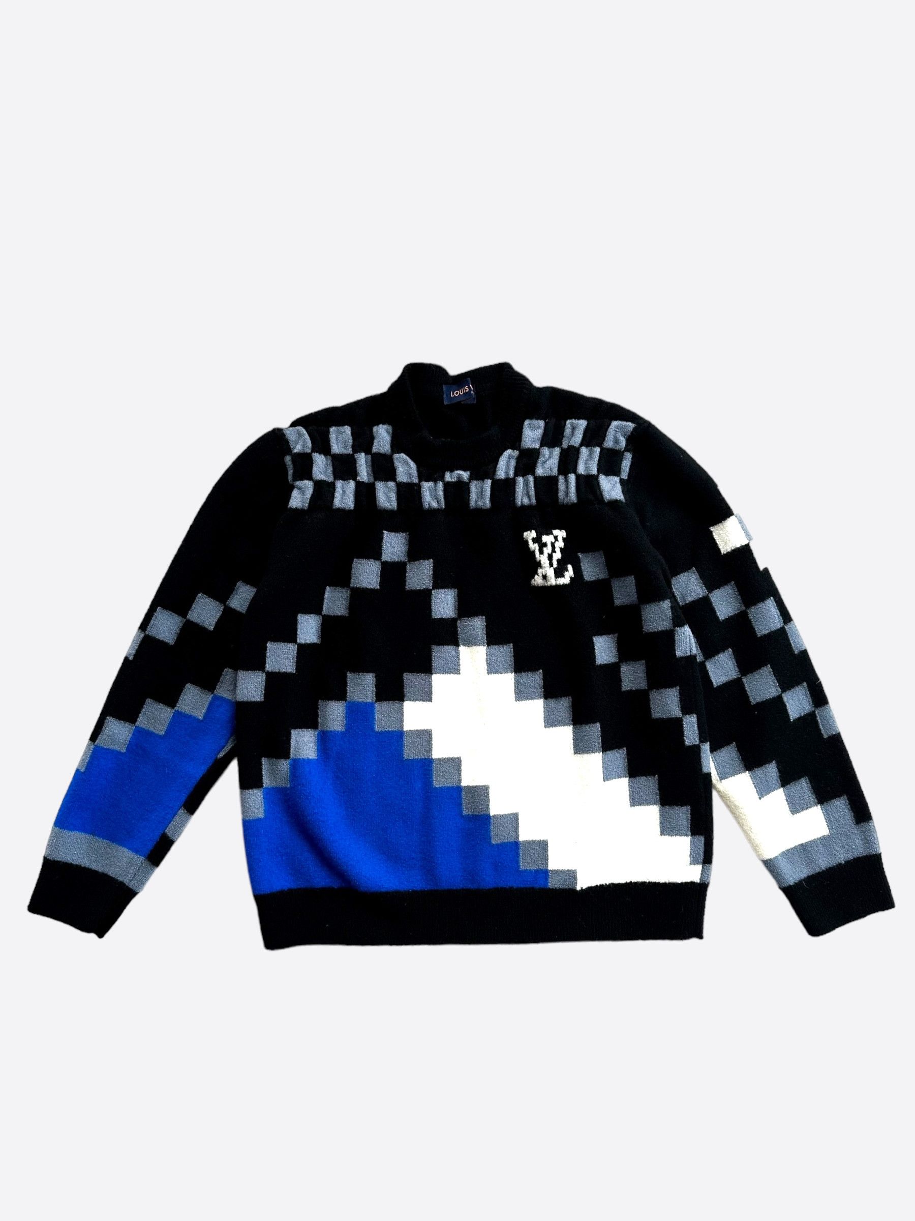 Louis Vuitton Louis Vuitton Black Pixel Logo Knit Sweater | Grailed