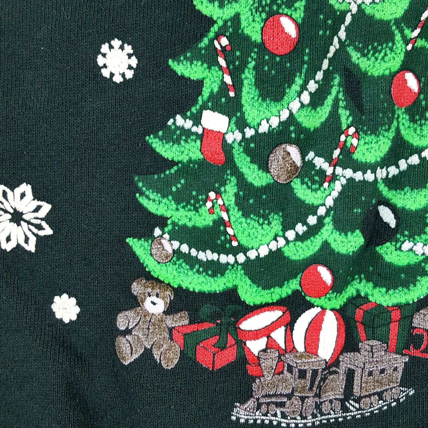 Fruit Of The Loom 90s Merry Christmas Tree Holiday Snowflake Size XL Pullover Crewneck Sweatshirt Size US XL / EU 56 / 4 - 4 Thumbnail