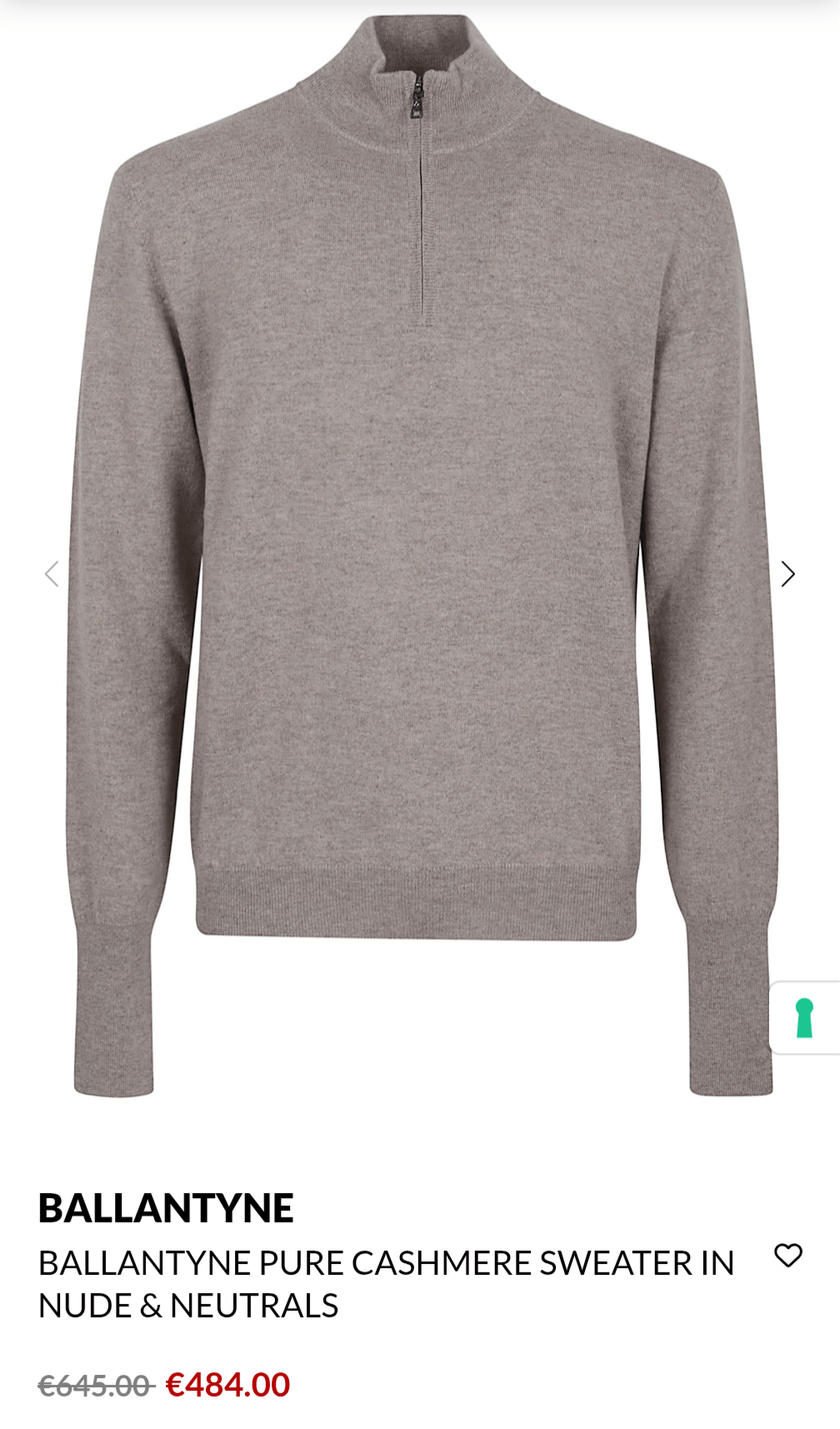 Ballantyne 100% cashmere Ballantyne Half-zip sweater in pure cashmere Size US M / EU 48-50 / 2 - 2 Thumbnail