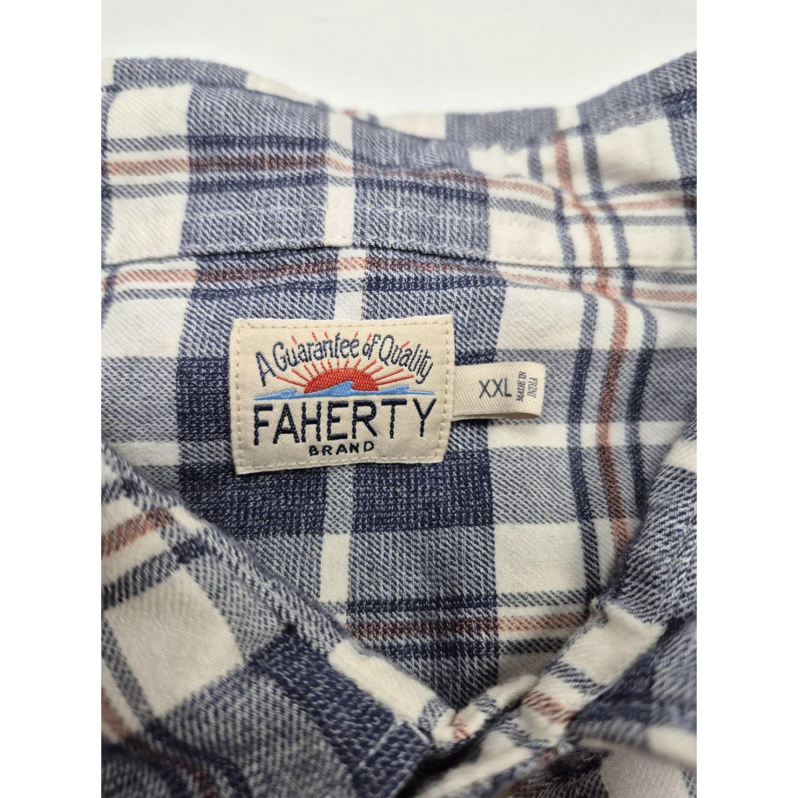 Faherty Faherty Men's Flannel Shirt 2XL Blue Plaid Button-Up Long Sleeve Cotton 100% Casual Fall Mens Size US XXL / EU 58 / 5 - 3 Thumbnail