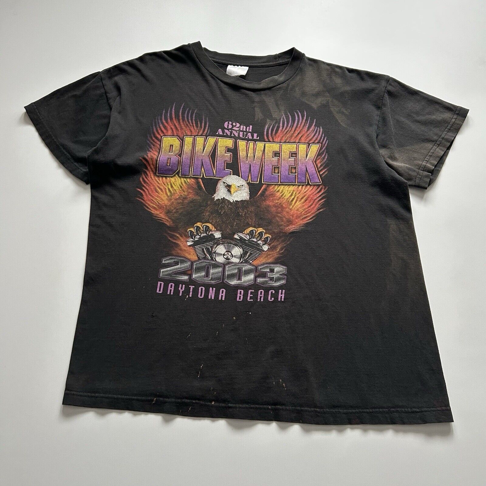 Vintage Y2K Bike Week Daytona Beach T Shirt Large Faded Rare