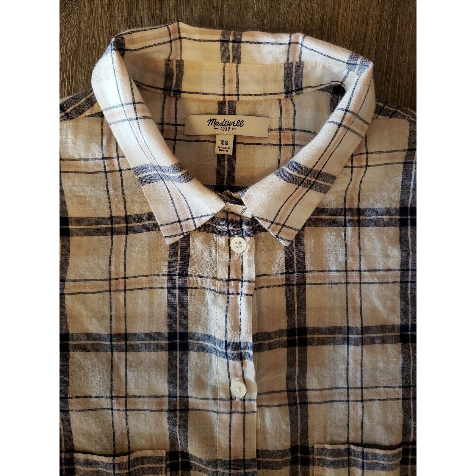 Madewell Madewell Boyfriend Shirt Womens XS 100% Cotton Blue Pink Pla Size XS / US 0-2 / IT 36-38 - 2 Thumbnail