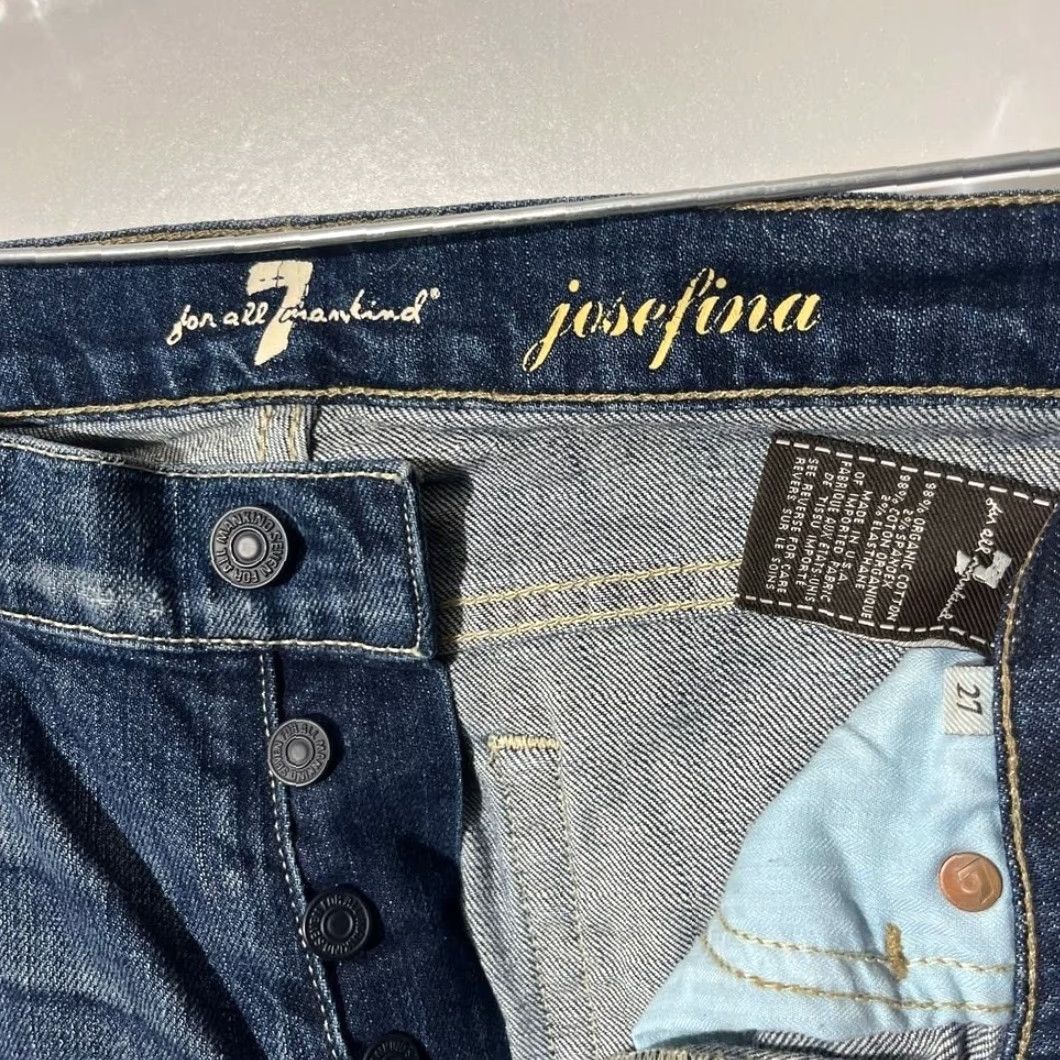 7 For All Mankind 7 For All Mankind Josefina Jeans Blue Distressed Size 27 Boyfriend Slim 5-Pocket Denim Cotton Blend Women Size 27" / US 4 / IT 40 - 3 Thumbnail