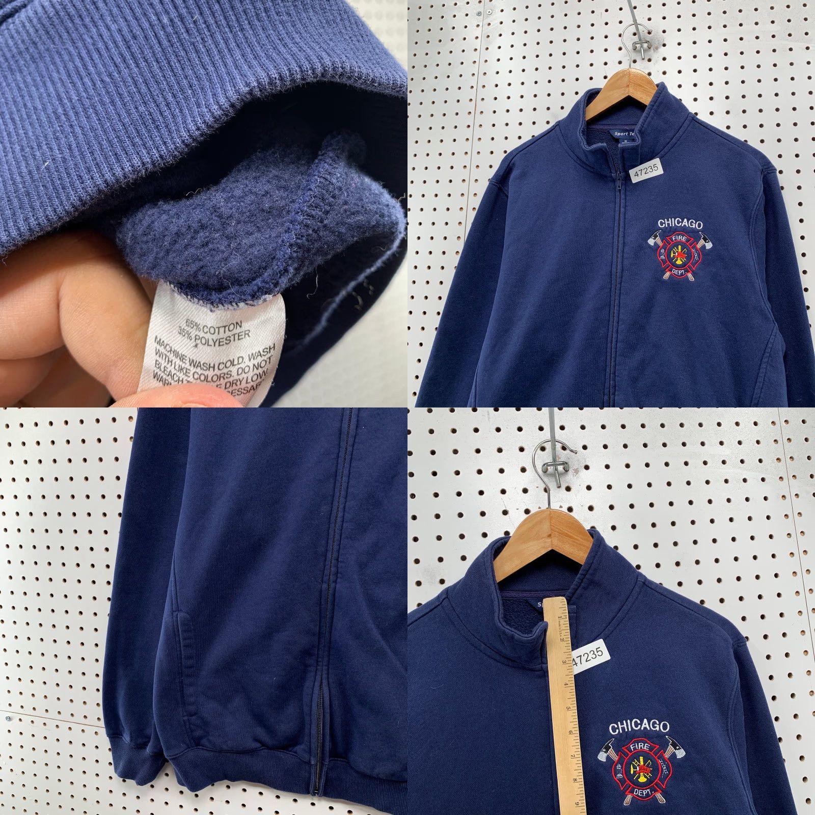 Vintage Chicago Fire Department Jacket Mens Medium Blue Fleece Zip Sweatshirt Size US M / EU 48-50 / 2 - 8 Thumbnail