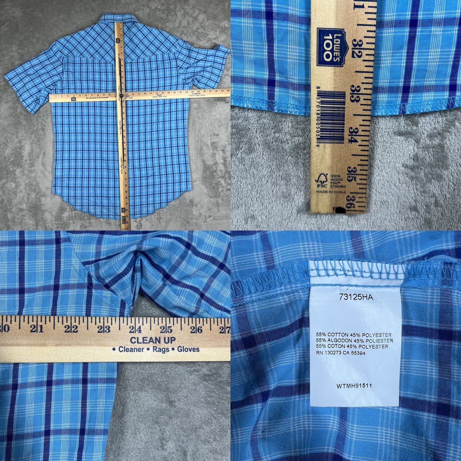 Wrangler Wrangler Western Shirts Men's M Turquoise Blue Check Pearl Snap Cowboy Shirt Short Sleeve Button-Up Regular Fit Casual Workwear Mens Size US M / EU 48-50 / 2 - 8 Thumbnail