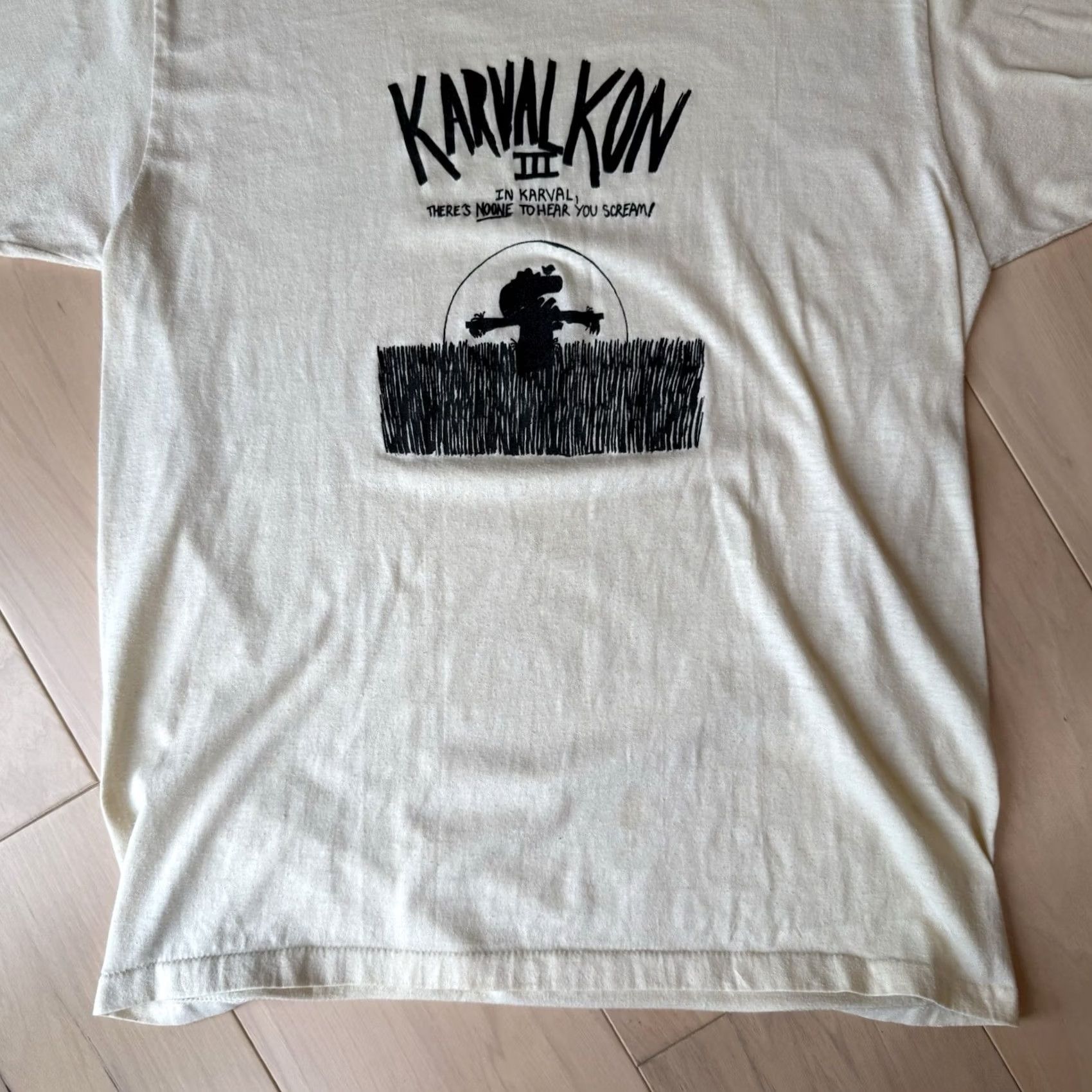 Vintage Vintage Scarecrow Shirt XL Ivory Cotton 80s USA Logo Short Sleeve Men's T-Shirt Size US XL / EU 56 / 4 - 5 Thumbnail