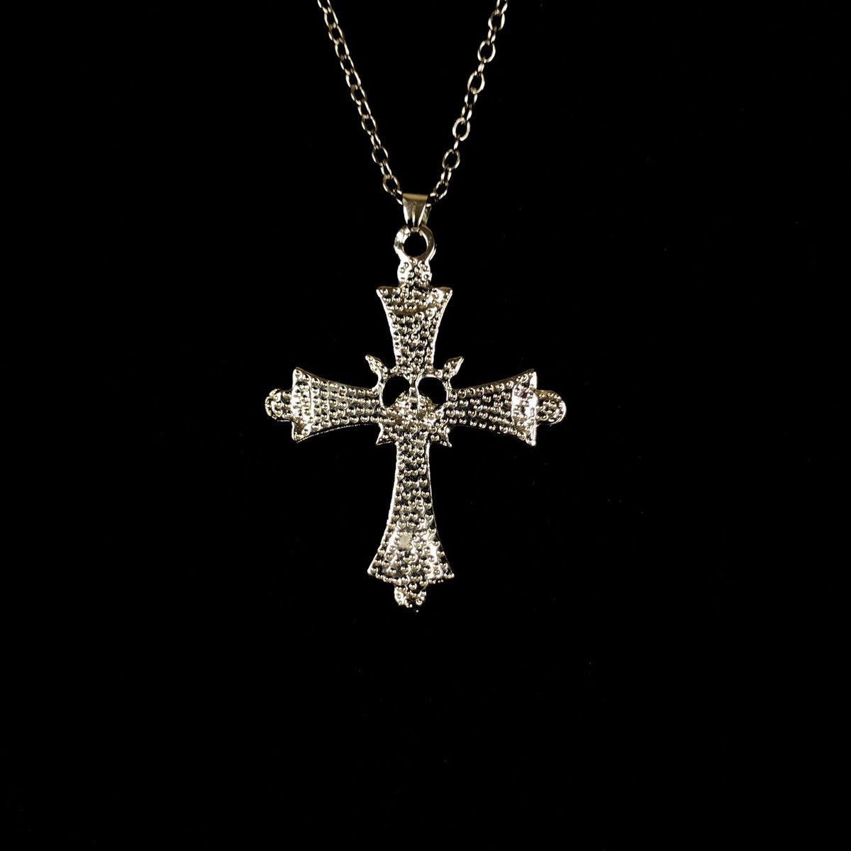Jewelry Y2K Cross Necklace Punk Gothic Crystal Chain Size ONE SIZE - 3 Thumbnail