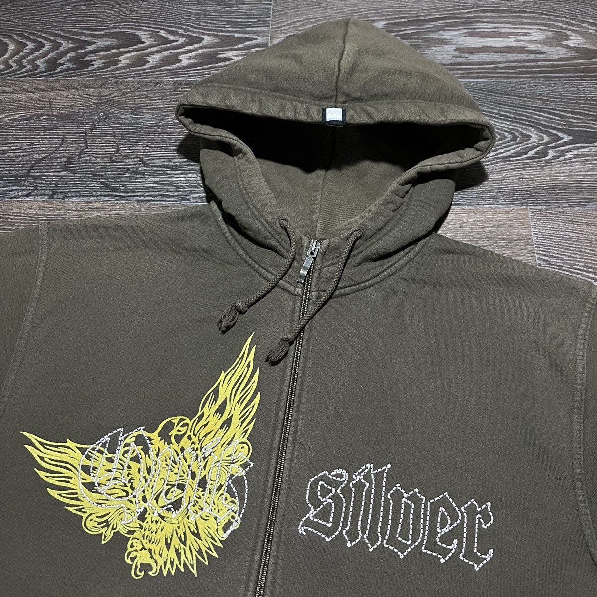 Quiksilver Vintage QUIKSILVER Embroidered Logo Full Zip Hoodie Khaki Size US M / EU 48-50 / 2 - 3 Thumbnail