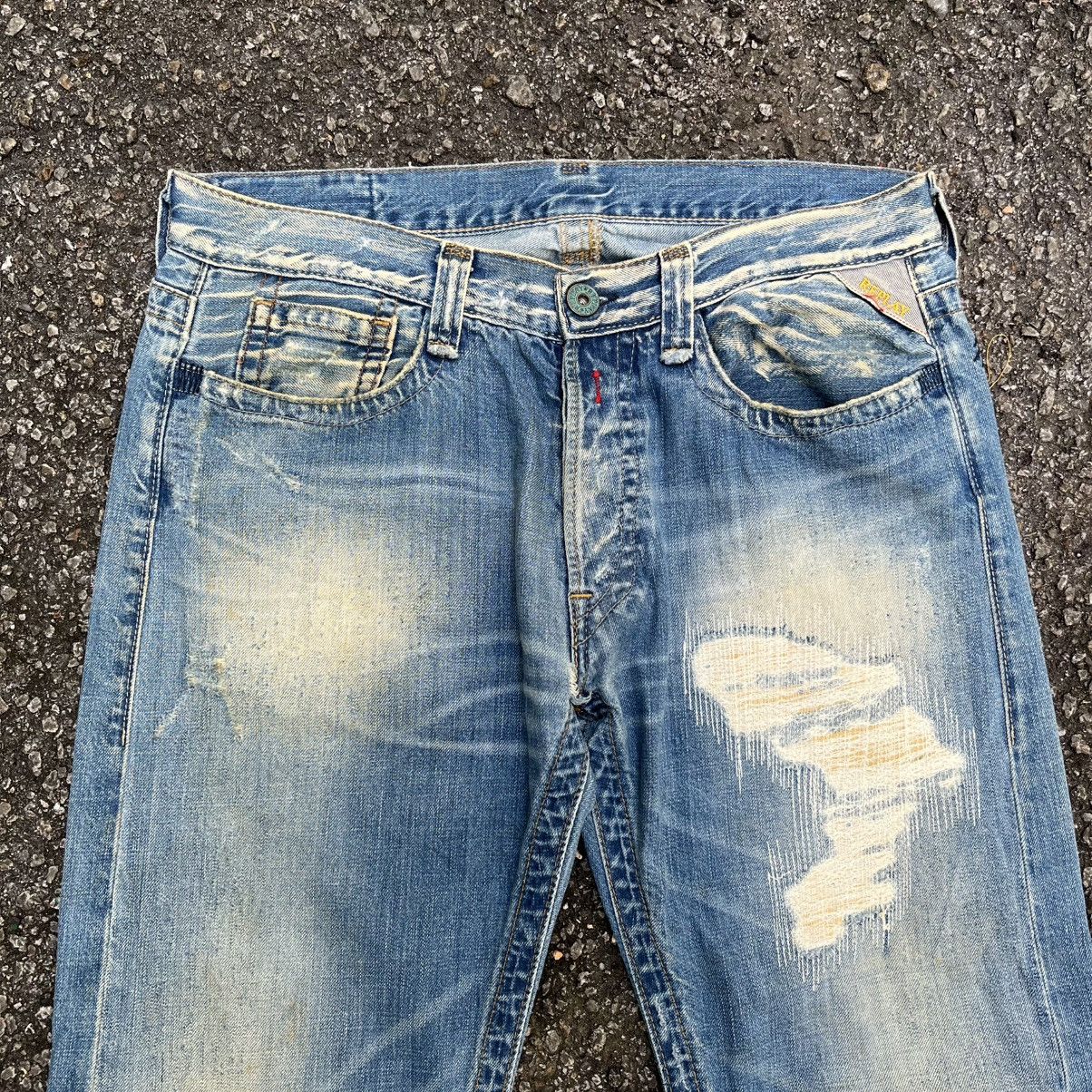 Replay Vintage Replay Distressed Jeans Fly Button Denim Faded Blue Size US 32 / EU 48 - 7 Thumbnail