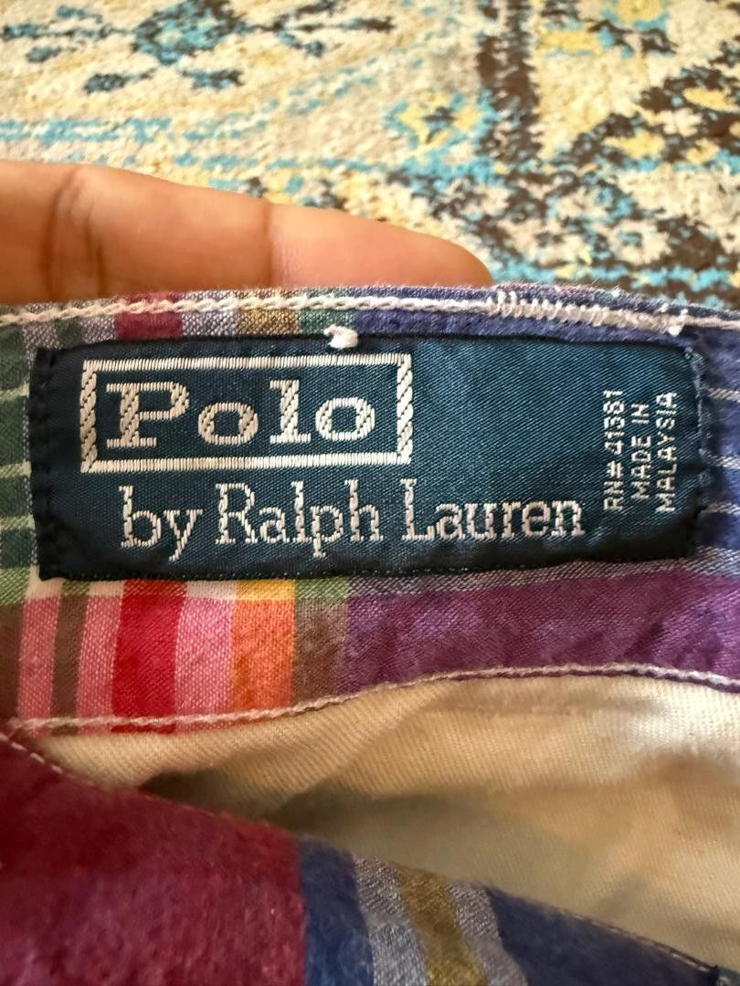 Polo Ralph Lauren Vintage 90s Polo RL Madras Tartan Cargo Trouser Pant Size US 30 / EU 46 - 11 Thumbnail