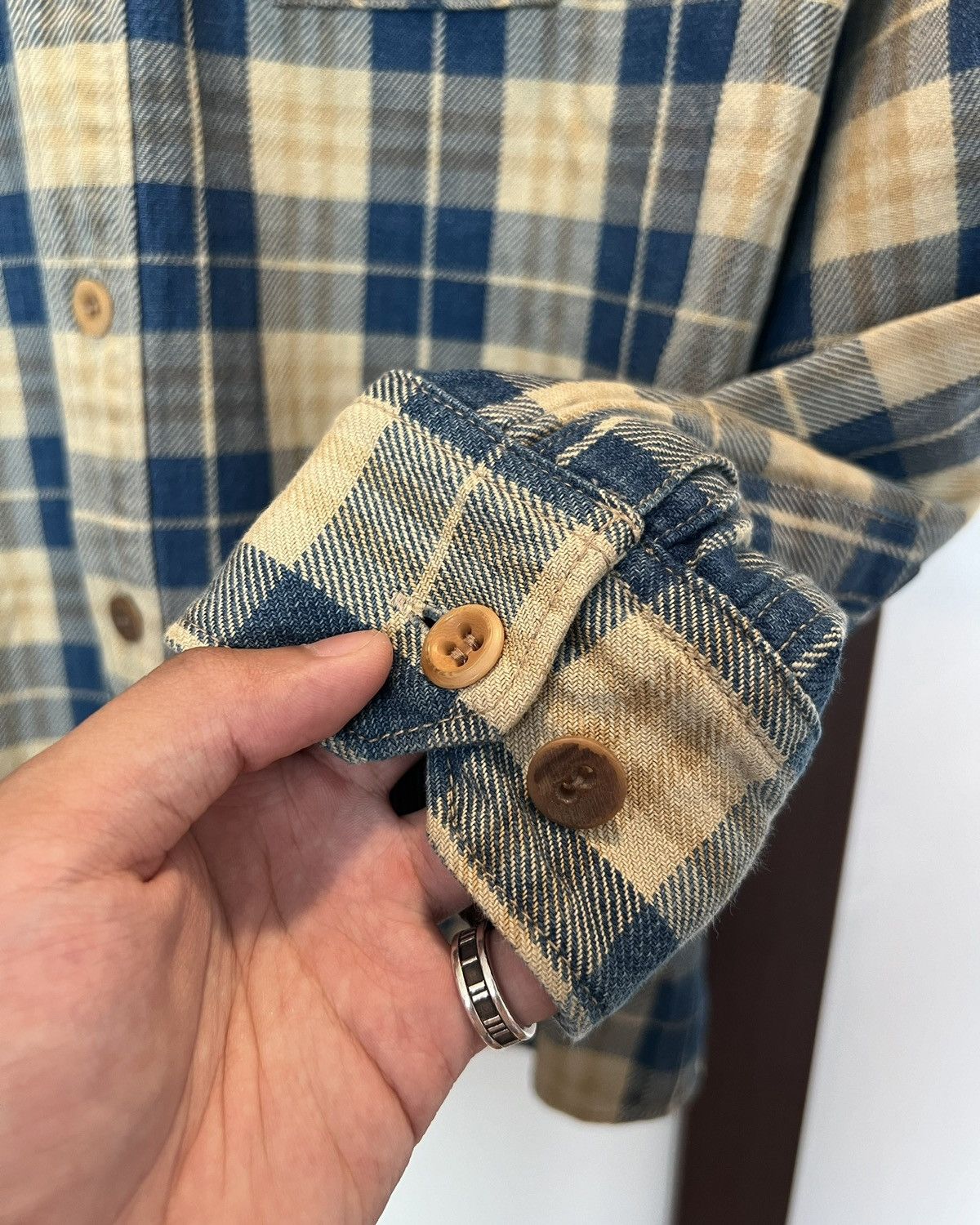 Visvim Visvim FW14 Black Elk Flannel (Indigo Check) Beige Size US S / EU 44-46 / 1 - 6 Thumbnail