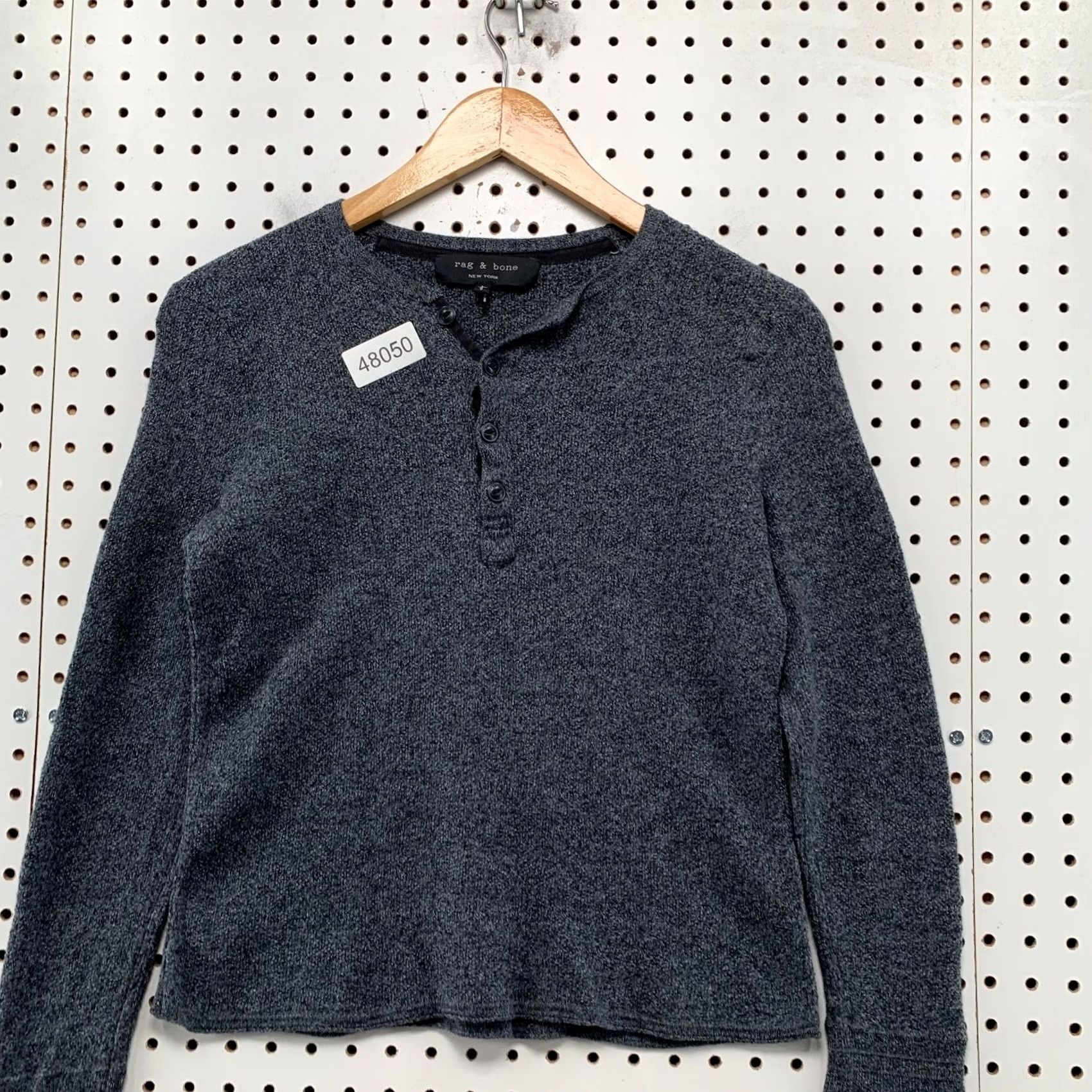 Rag & Bone Rag & bone Thermal Henley Top Womens L Gray Long Sleeve Casual Shirt Size L / US 10 / IT 46 - 2 Thumbnail
