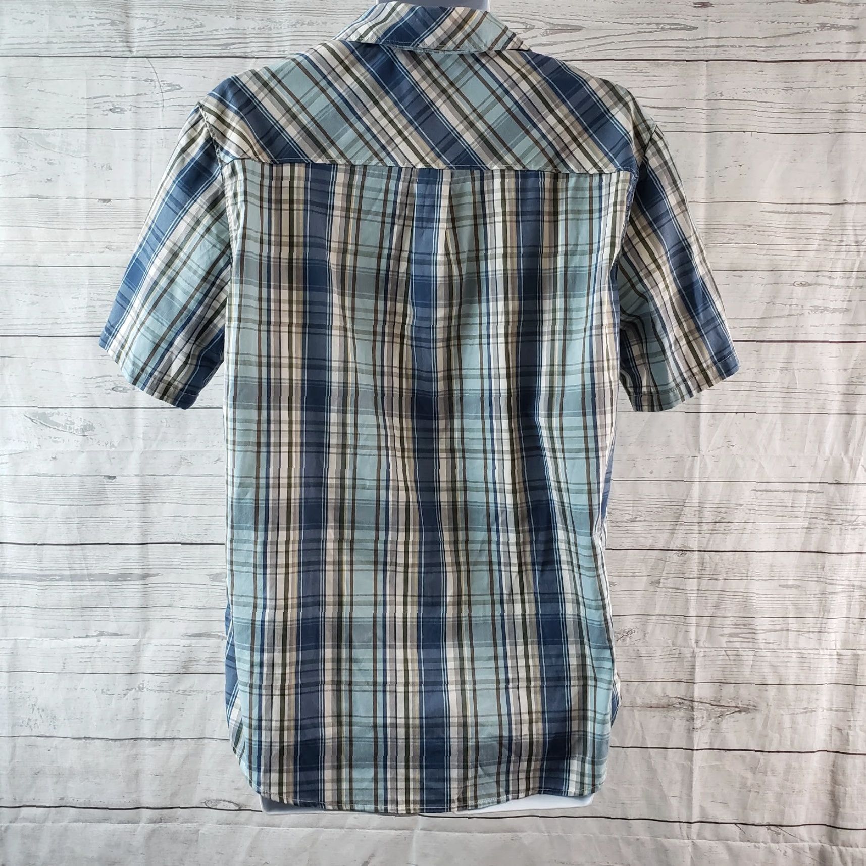 Merrell Merrell Mens Button Front Shirt Sz Large Blue Plaid Short Sleeve Shirt Size US L / EU 52-54 / 3 - 4 Thumbnail