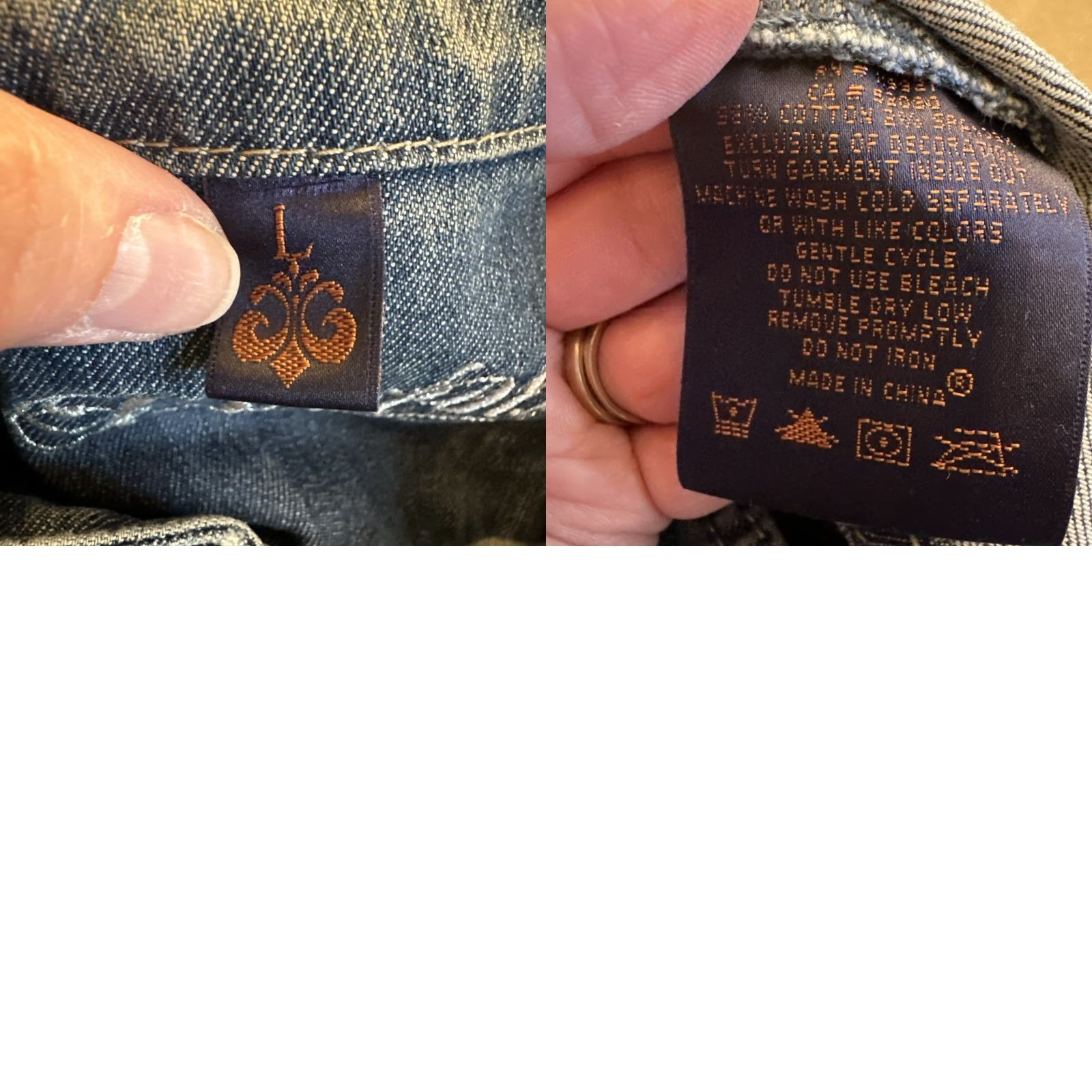 Denime Y2K Dereon Jean Jacket Womens Large Denim Zip Button Up Beyoncé Boho Shirt Womens L Denim Jacket 90s Bohemian Shirts Men? Size 36" / US 14 / IT 50 - 9 Thumbnail