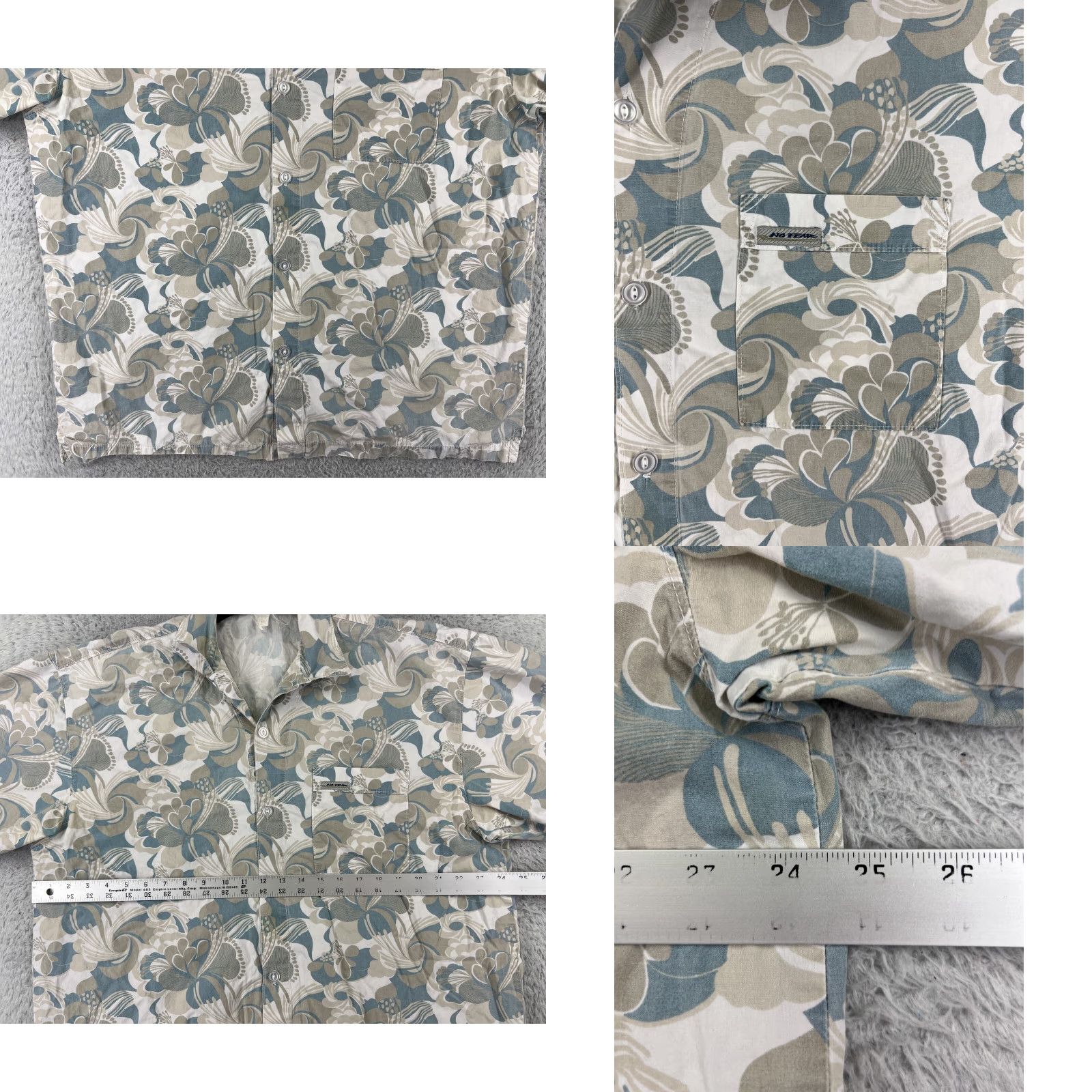 No Fear VINTAGE No Fear Shirt Men XL Gray Floral Button Up Hawaiian Cotton Size US XL / EU 56 / 4 - 8 Thumbnail