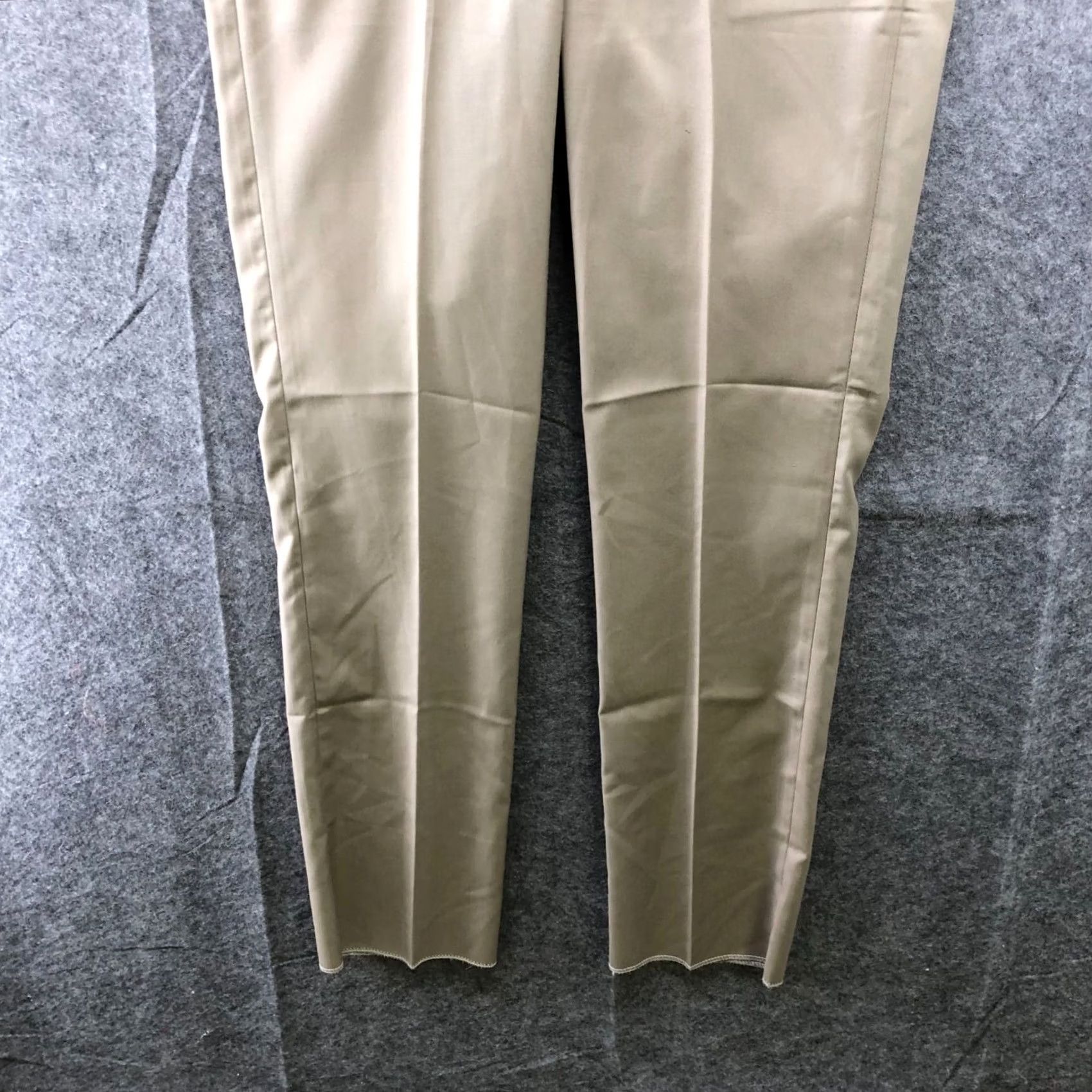 Vintage Pinstripe Clothing Mens Dress Pants Beige Khaki 34 Unhemmed Slim Tapered Flat Front Polyester Blend Zip Fly Quality Workwear NWT Size US 34 / EU 50 - 4 Thumbnail