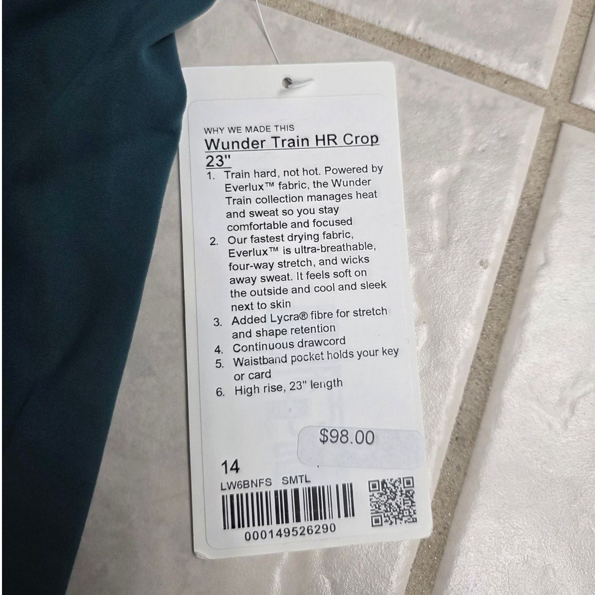 Lululemon Lululemon Wunder Train HR Crop 23" in Storm Teal - Size 14 Size 36" / US 14 / IT 50 - 3 Thumbnail