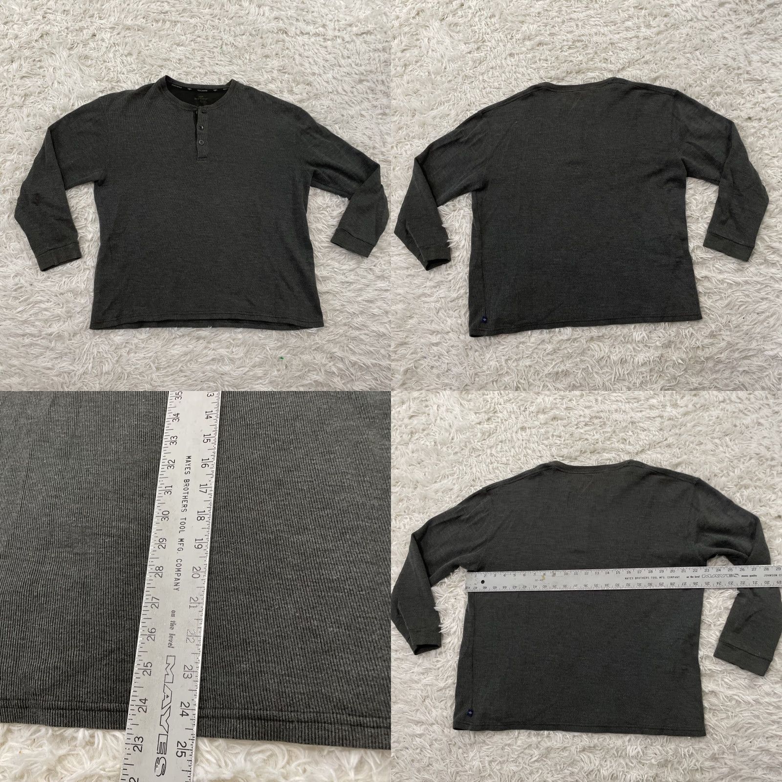 Dockers DOCKERS Henley Thermal Mens L Gray Charcoal Ribbed Long Sleeve Essential Basic L Shirt Mens Size US L / EU 52-54 / 3 - 9 Thumbnail