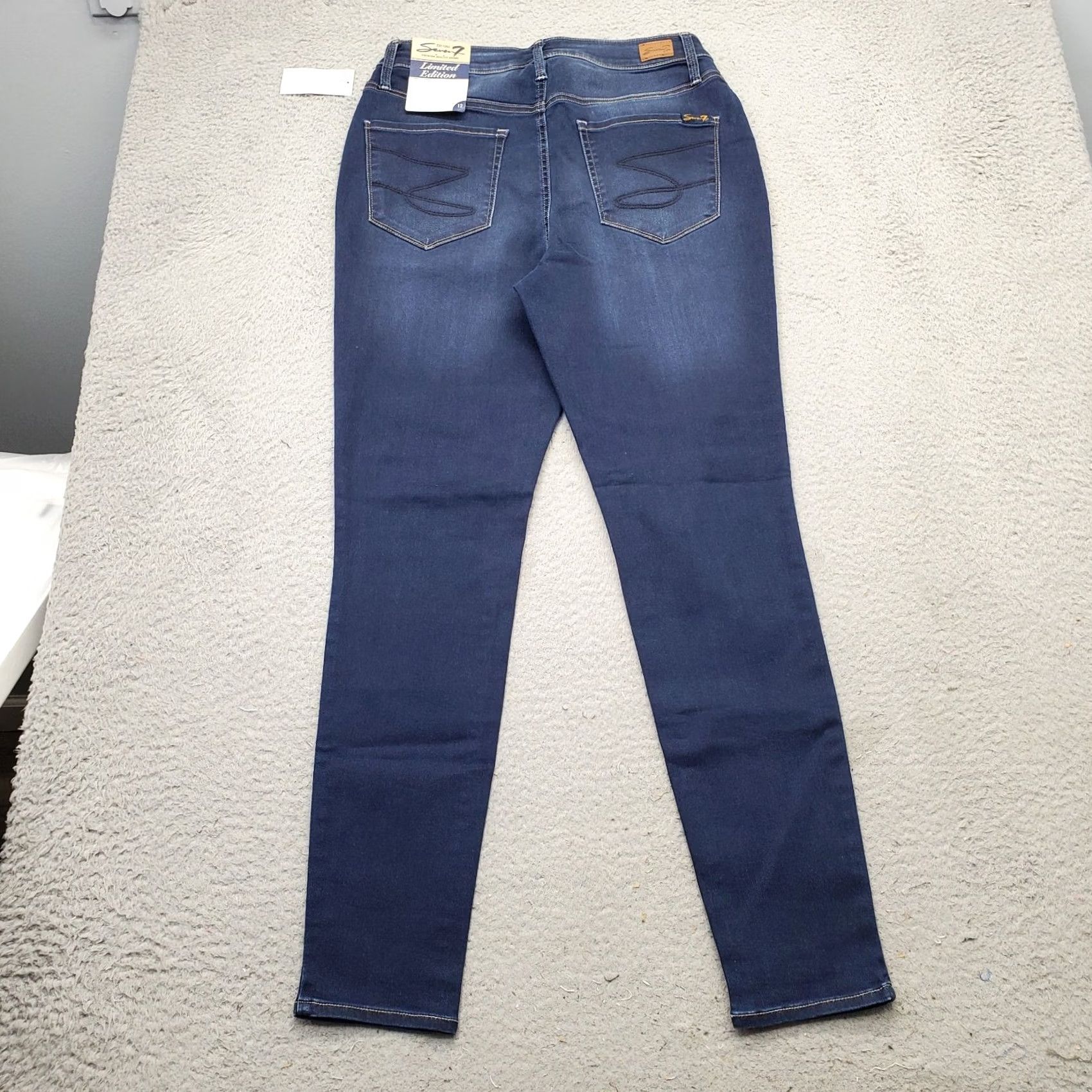 Vintage Seven7 Legging Jeans Women 12 Blue Denim Cotton Ultra High Rise Slim Fit Jegging Womens Size 12 Blue 29" Inseam 40.25" Outseam NWT Jeans Size 34" / US 12 / IT 48 - 2 Thumbnail