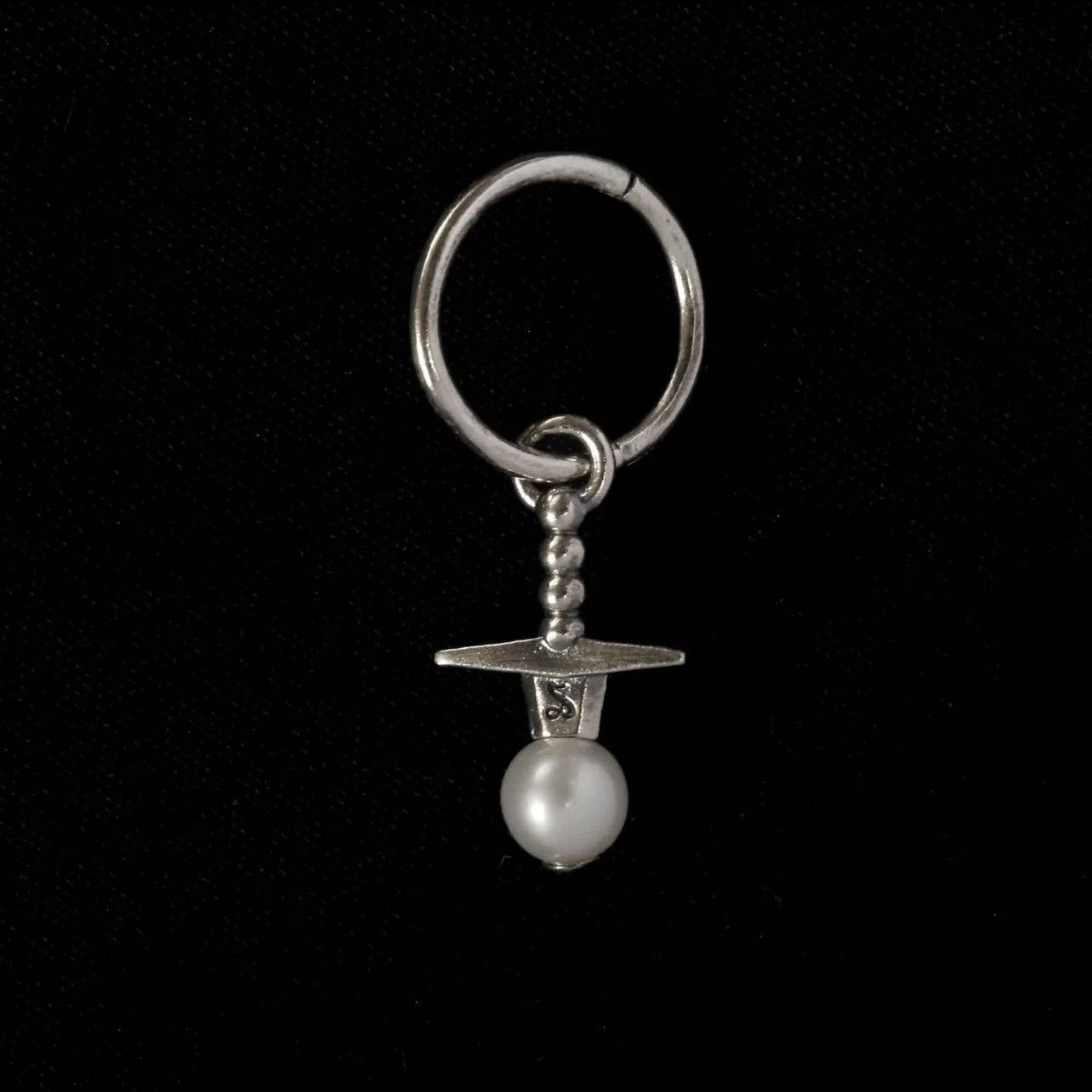 Other Sword + Stone Earring | Sue The Boy | Silver / Pearl Hoop Size ONE SIZE - 1 Thumbnail