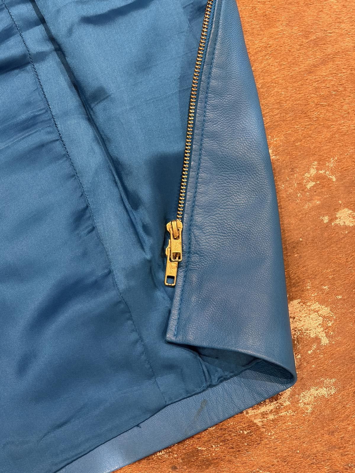 Other By Malene Birger Sky Blue Leather Pencil Skirt Size 26" / US 2 / IT 38 - 3 Thumbnail