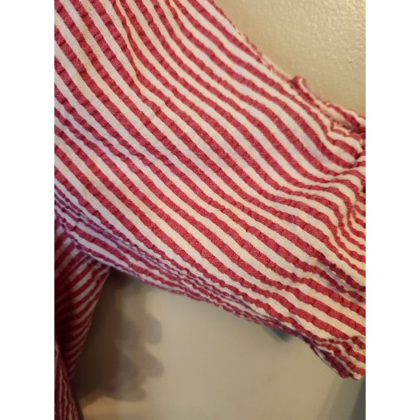 Vintage Woman Within Shirt M Womens Hot Pink Striped Short Sleeve Top Shirt Sz M Size M / US 6-8 / IT 42-44 - 5 Thumbnail