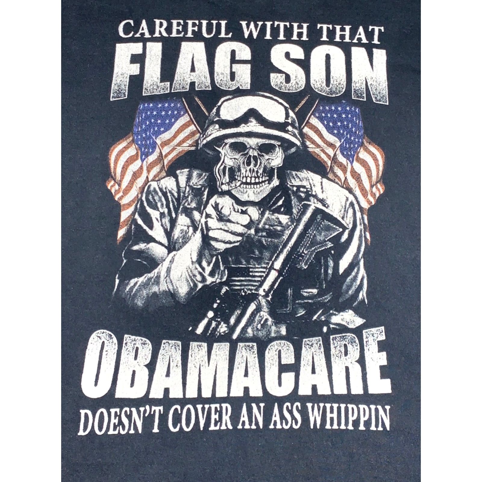 Vintage ObamaCare Political T Shirt 3XL Black USA Patriotic Countries Flag Crew Neck Men VINTAGE Size US XXL / EU 58 / 5 - 2 Thumbnail