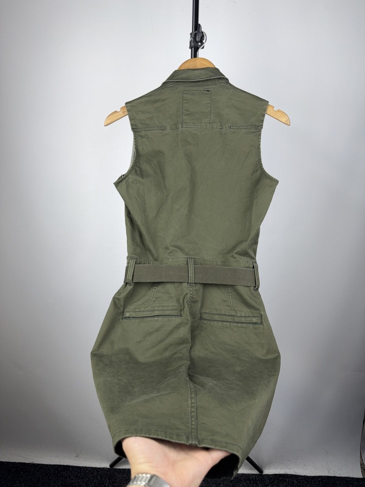 G-Star RAW Belted Utility Shirt Dress Khaki Sleeveless S