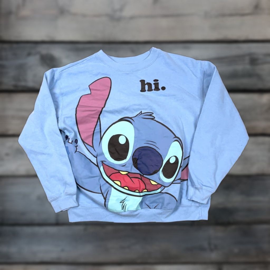 Disney Disney Sweatshirt Lilo & Stitch Blue Big Print Adult Medium Lightweight Pullover Size M / US 6-8 / IT 42-44 - 1 Thumbnail