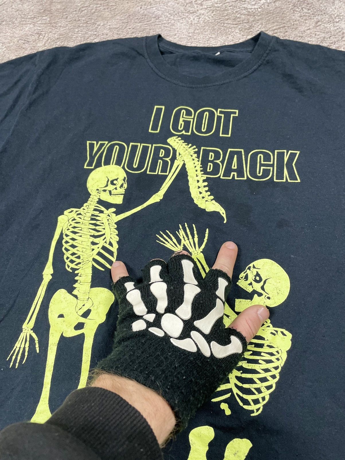 Vintage Vintage Y2K Skeleton Graphic Tee Black Faded Goth Wide Leg M Size US M / EU 48-50 / 2 - 7 Thumbnail