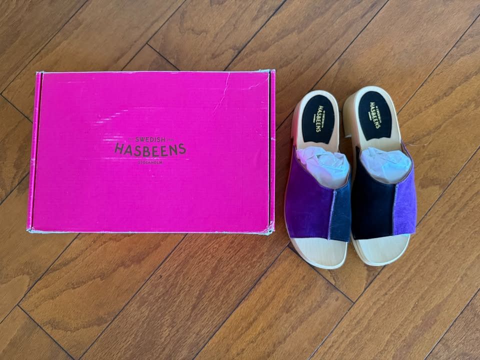 Swedish Hasbeens swedish hasbeens Combo Clog Color: Nero/Viola SAVE $110.00 Size US 9 / IT 39 - 12 Thumbnail