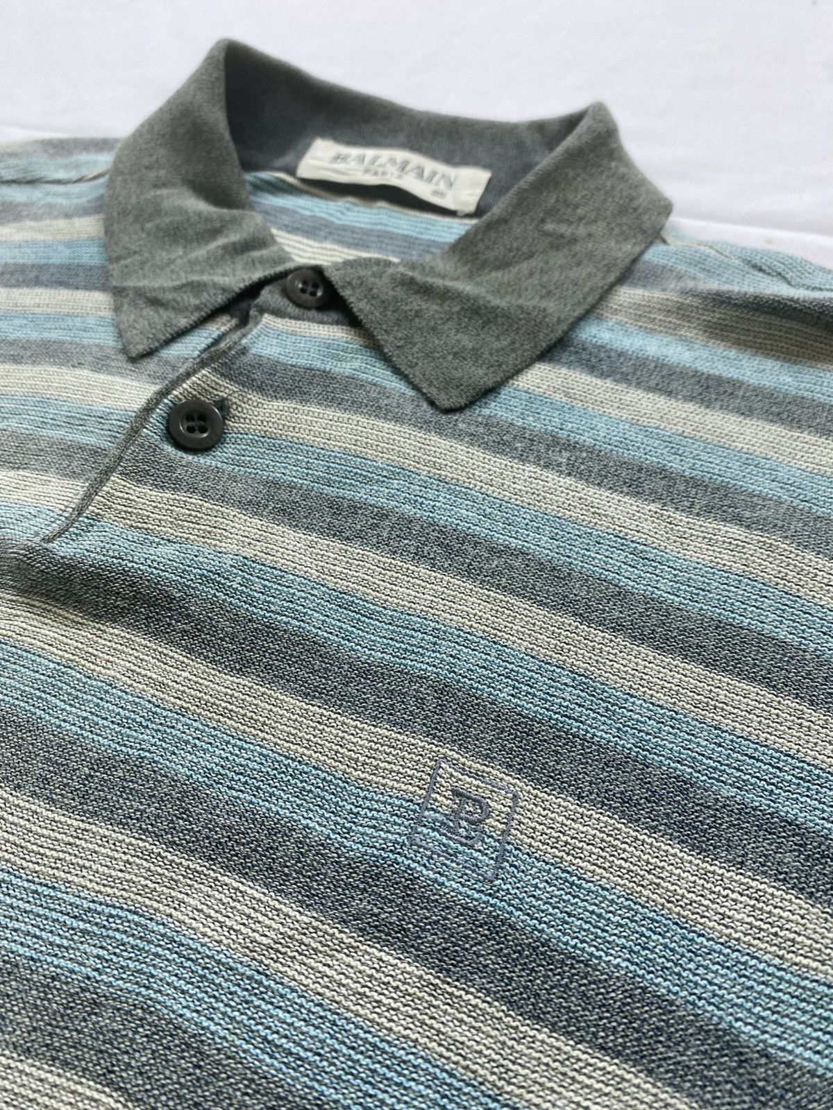 Balmain Rare Vintage 90s Balmain striped Ringer Shirt Size US M / EU 48-50 / 2 - 6 Thumbnail